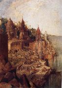 George Landseer The Burning Ghat Benares,as Seen From the City oil painting artist